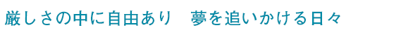 厳しさの中に自由あり夢を追いかける日々